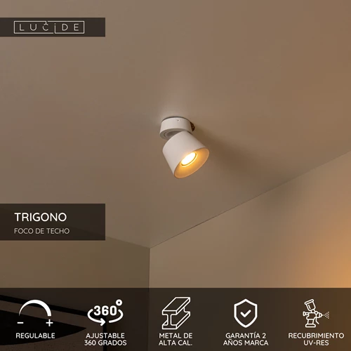 Lucide TRIGONO - Foco de techo - Ø 10,5 cm - 1xGU10 - Blanco - USP